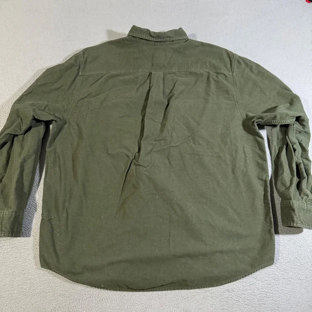 Eddie Bauer Flannel Mens XL Green‎ Cotton Long Sleeve Button Up Shirt Pockets